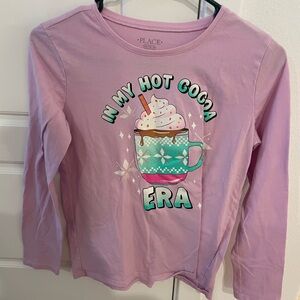 Pink Long Sleeve Hot Cocoa Graphic Tee